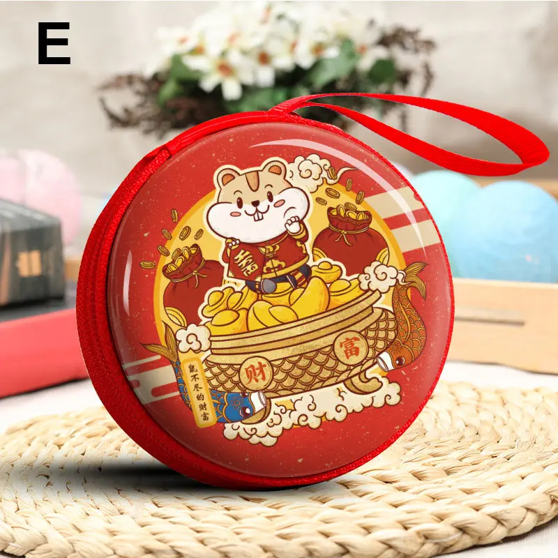 Кошелек для монет, мультяшный китайский год, кошелек для денег, весенний фестиваль, чехол на молнии, маленький кошелек-OPK