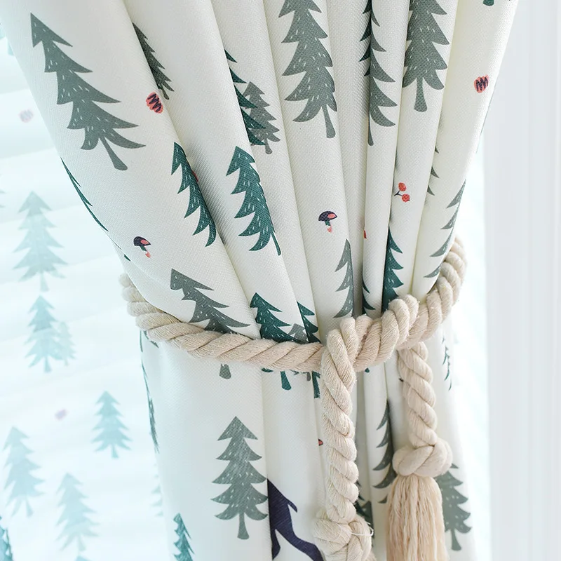 2018 занавески s INS современные скандинавские лося хлопок лен печать для гостиной