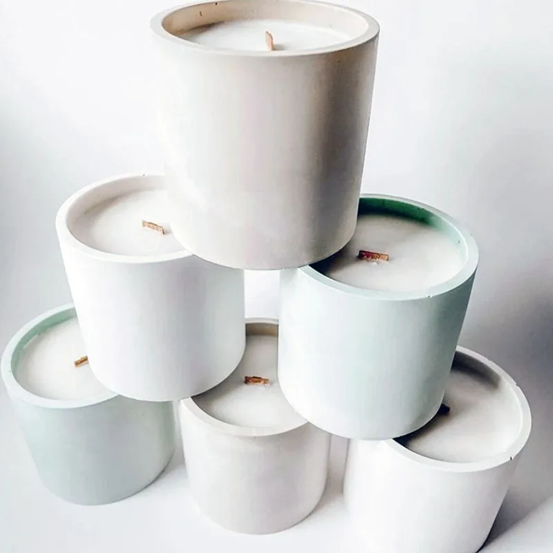 Large Round Concrete Pot Molds Storage Box Cement Molds Garden Planters Pot Pen Holder Silicone Plaster Candle Jar