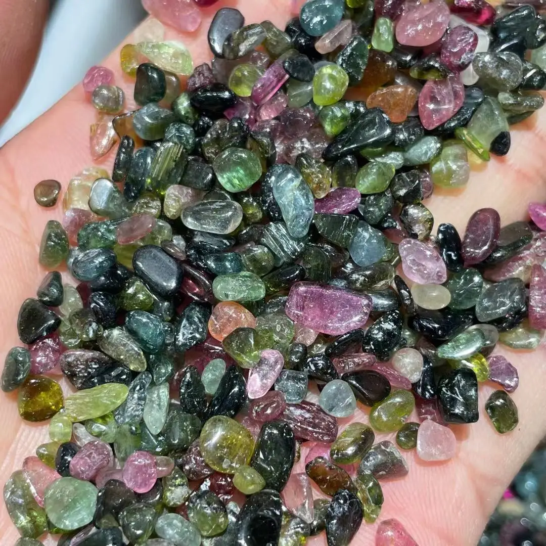 Natural watermelon tourmaline gravel tourmaline quartz mixed stone 4