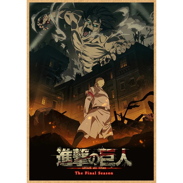 Attack on Titan Anime Poster Decor For Home Posters Room Wall Pictur Kraft Paper Retro And Prints Art Bar Cafe Stickers 3
