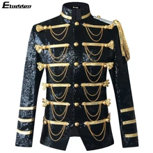 Мужские вечерние пальто, приталенный Блейзер с пайетками, однобортный пиджак для выпускного, винтажный пиджак с блестками для вечеринки, выпускного, ужина, смокинг