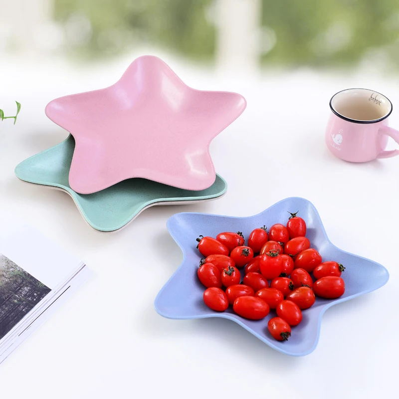 

2019 Hot Five-pointed Star Shape Plastic Plate Pallet Dish Plates For Snacks Fruit Cake Candy Anti-shock Children's Dinnerware