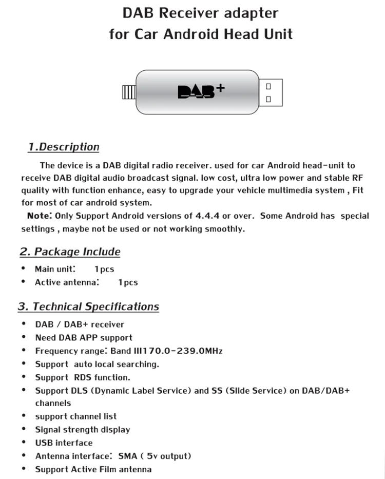 Портативный DAB+ Box USB 2,0 Авто цифровой радиоприемник для Android Автомобильная Система головное устройство DVD плеер