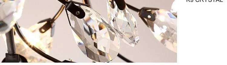 Modern LED Chandelier Fixtures For Living Room Crystal Lampshade Decor Home Lighting Black Gold Bedroom Lustre Ceiling Lamp