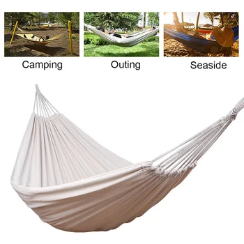 

NEW Double Hammock Outdoor Rollover Prevention Camping Hammock Strap Rope Hooks Canvas Hanging Swing Bed Hamak Garden Furniture