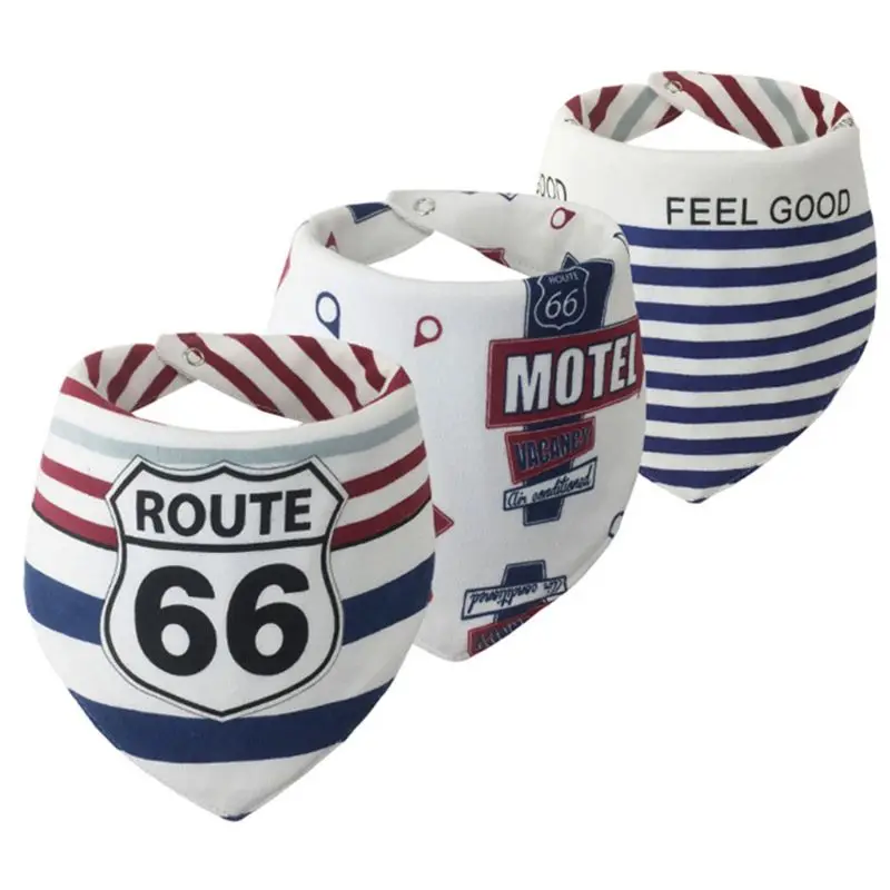 

3 Pcs Baby Waterproof Saliva Towel Cotton Triangle Bib Children Snap Button Adjustable Style Bibs Kids Products