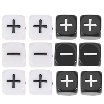 

12Pcs Black White 6 sided Dice Minus Sign Plus Sign Dice Counting Dice For Party Bar Game Accessories(Black and White)