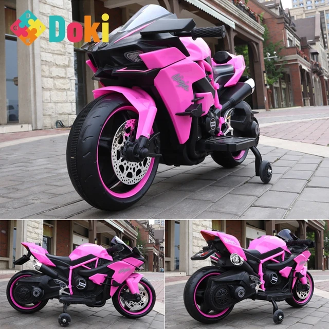 Children's Electric Car Cool Wheel Lights Dual Drive Boys Motorbike Tricycle Baby Electric Motorcycle Motorbike for Kids Ride On 1