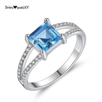 

Shipei Romantic 100% 925 Sterling Silver Aquamarine Created Moissanite Gemstone Wedding Engagement Fine Jewelry Ring For Women