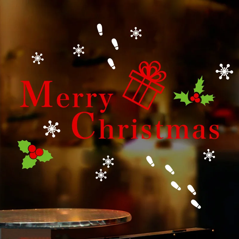 Merry Christmas стикер на стену Снежинка рождественские праздничные украшения гостиная домашний декор Новогодняя дверь из оконного стекла стикер s