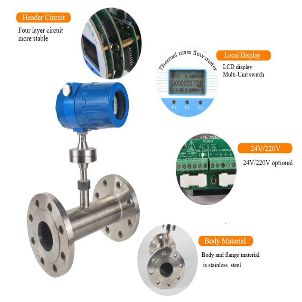 Цифровой расходомер газа из нержавеющей стали с ЖК дисплеем|gas flow meter|flow metermass meter |