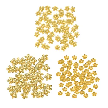 

100Pcs Flower Spacers Tassel Bead Cap End Caps Gold For Jewelry Making