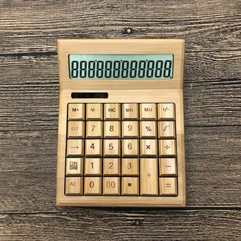 

Functional Desktop Calculator Solar Power Bamboo Calculators with 12-digit Large Display