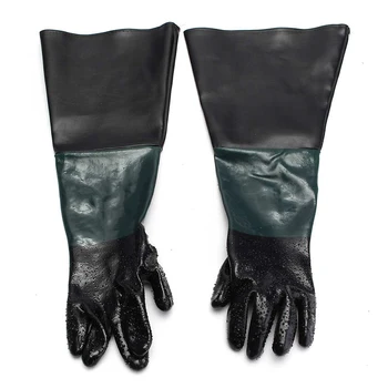 

1pair Anti Slip Sandblasting Soft Labour Protection Work Gloves Durable PVC Machine For Sandblaster Cabinet Professional Warm