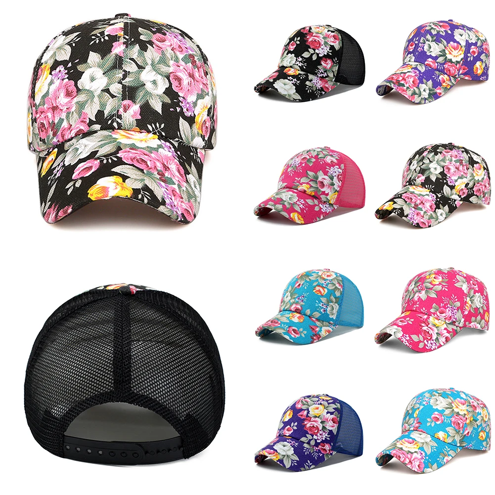 Модные Повседневные шляпы для гольфа Snapback шляпа модная розовая Цветочная печать wo Мужская бейсболка Мужская Спортивная сетчатая бейсболка с колпаком дышащая