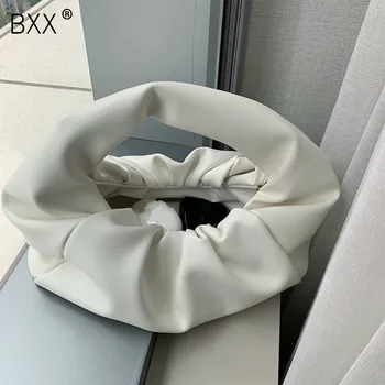 

[BXX] Soft PU Leather Pleated Handbags Women 2020 New Designer Large Capacity Clutch Bag Female High Quality Purse Fashion HN734
