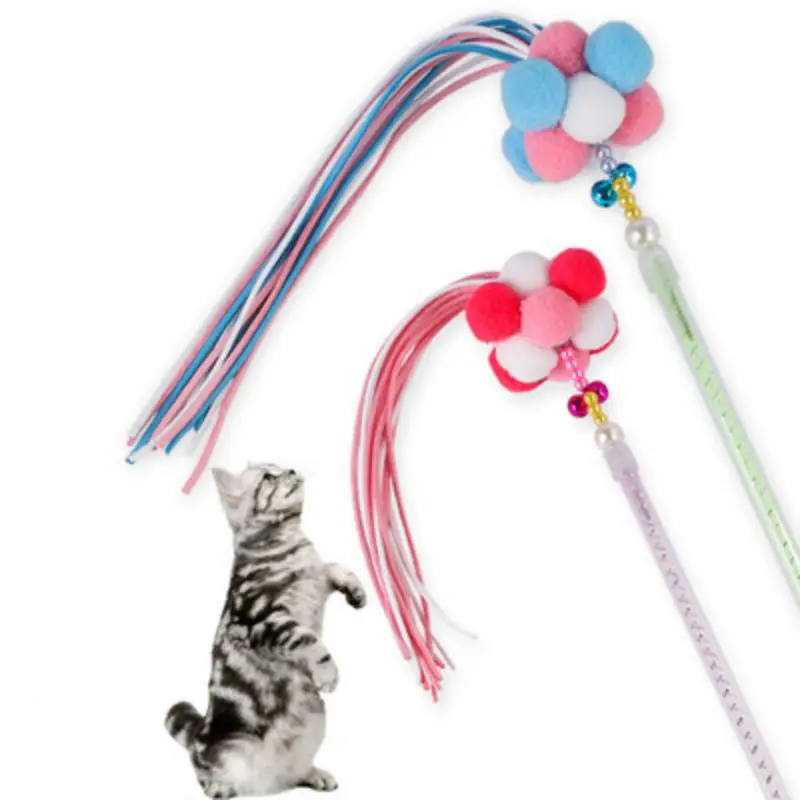 

Funny Cat Teaser Wand Toy Feather Stick Interactive Game Funny Pet Kitty katten speeltjes Pet Interactive Toy 4 Colors