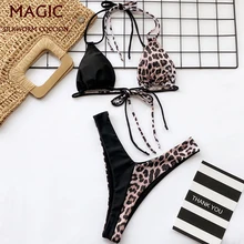 Комплект бикини с вышитым принтом, купальник женский, подвешивающий шею, низкая талия, купальники, пляжная одежда, летний купальник из двух частей