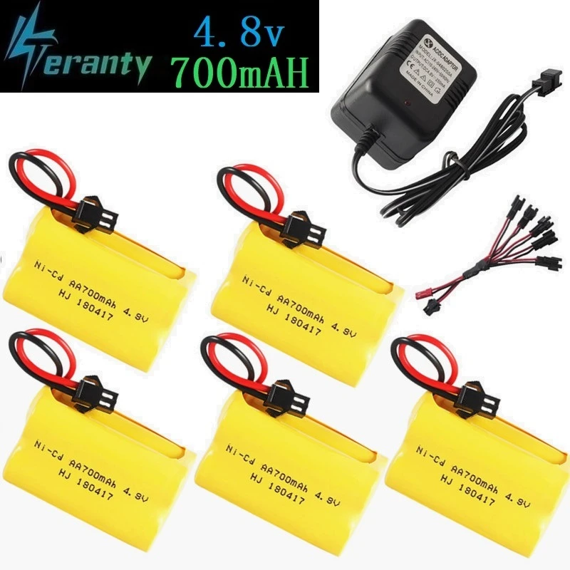 

( T Plug ) 4.8v Ni-cd Battery and Charger For Rc toys Cars Tanks Robots Boats Guns 4* AA 700mah 4.8v Rechargeable Battery Pack