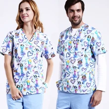 Женская униформа ветеринарной медсестры, топы с коротким рукавом, удобная футболка, больничная одежда, медицинский Тройник