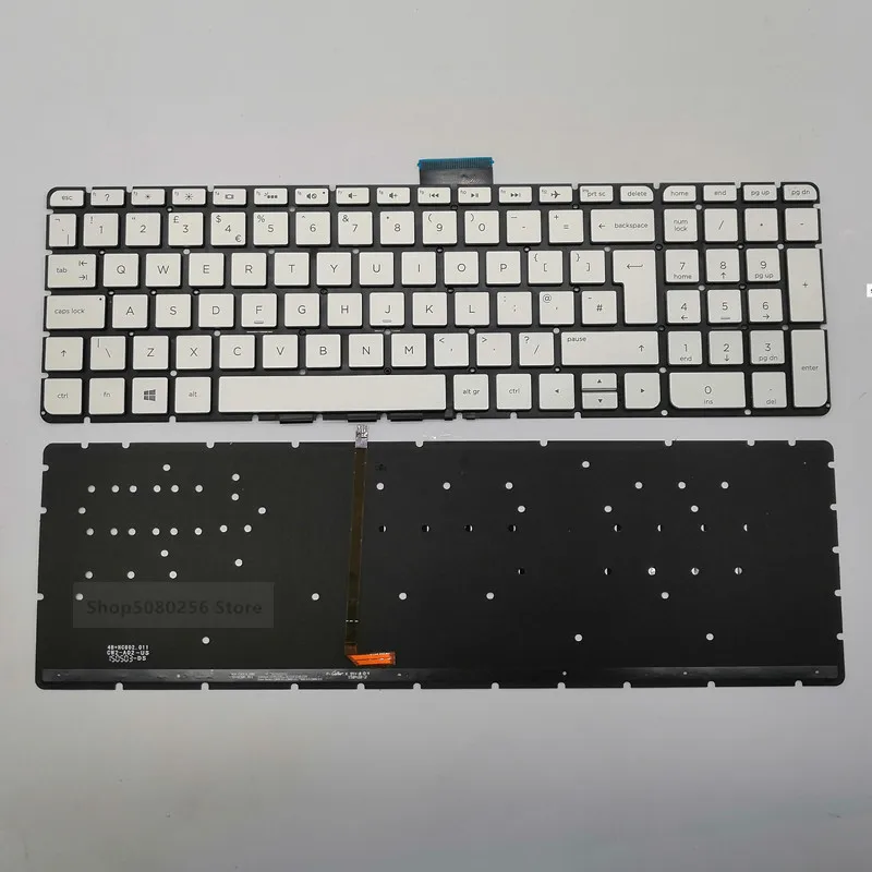 New UK Keyboard For HP Pavilion 15-ab 15-ak 15-bc 17-ab 15-ab000 15-AE 15-AH 15-AU Britain Keyboard Silver Backlit