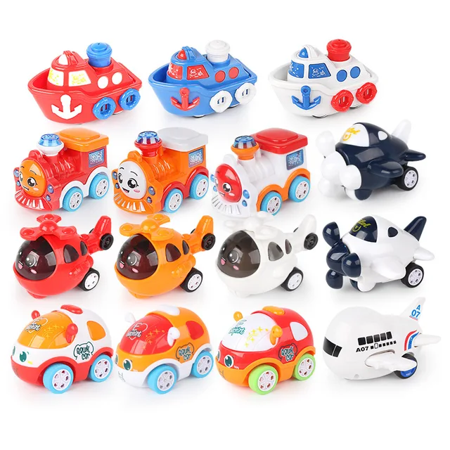 1pc Inertial Car Classic Wind Up Toys Boy Girl Pull Back Toys Inertia Rebound Cars Planes Toy Kindergarten Kids Christmas Gfits 6