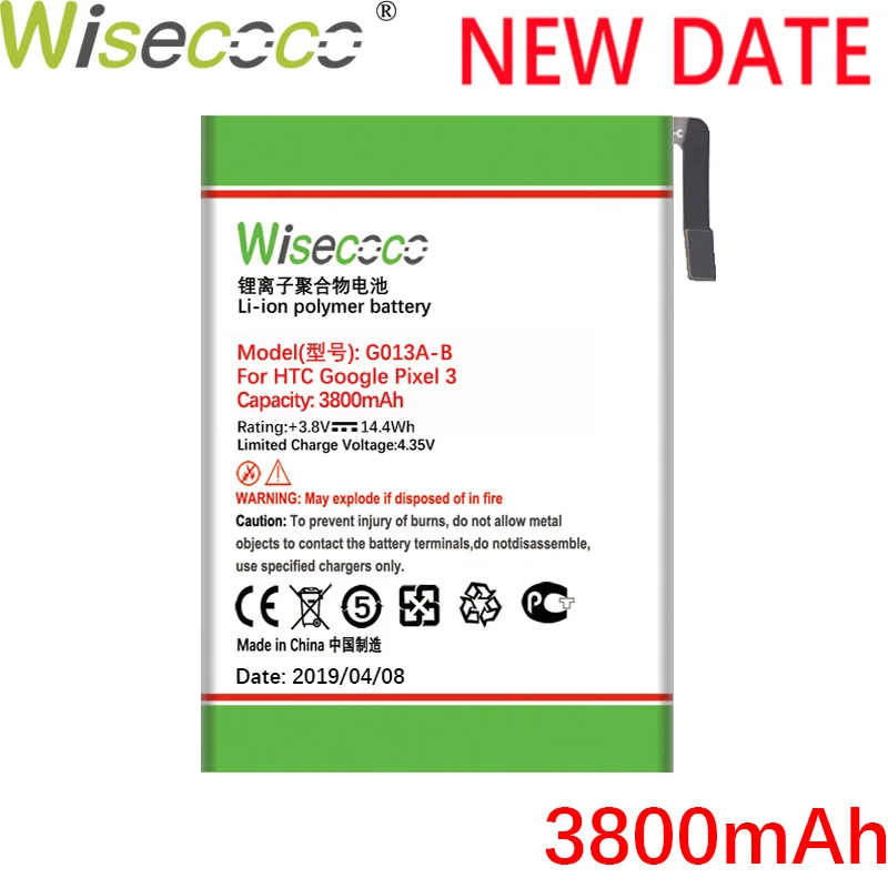

Wisecoco G013A-B 3800mAh For HTC GOOGLE PIXEL 3 G013B G013A Phone In Stock Latest Produce High quality battery+Tracking number