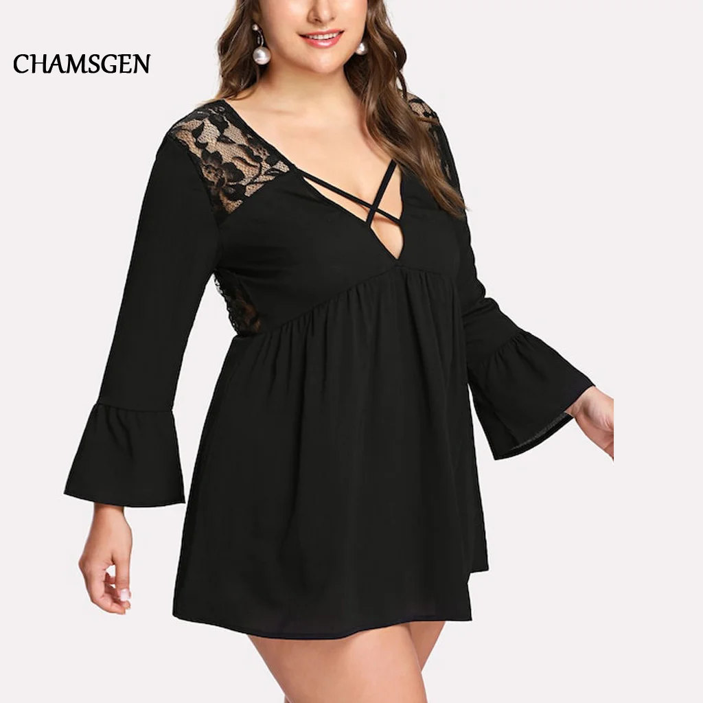 Женское платье мини CHAMSGEND модное однотонное летнее с v образным вырезом и