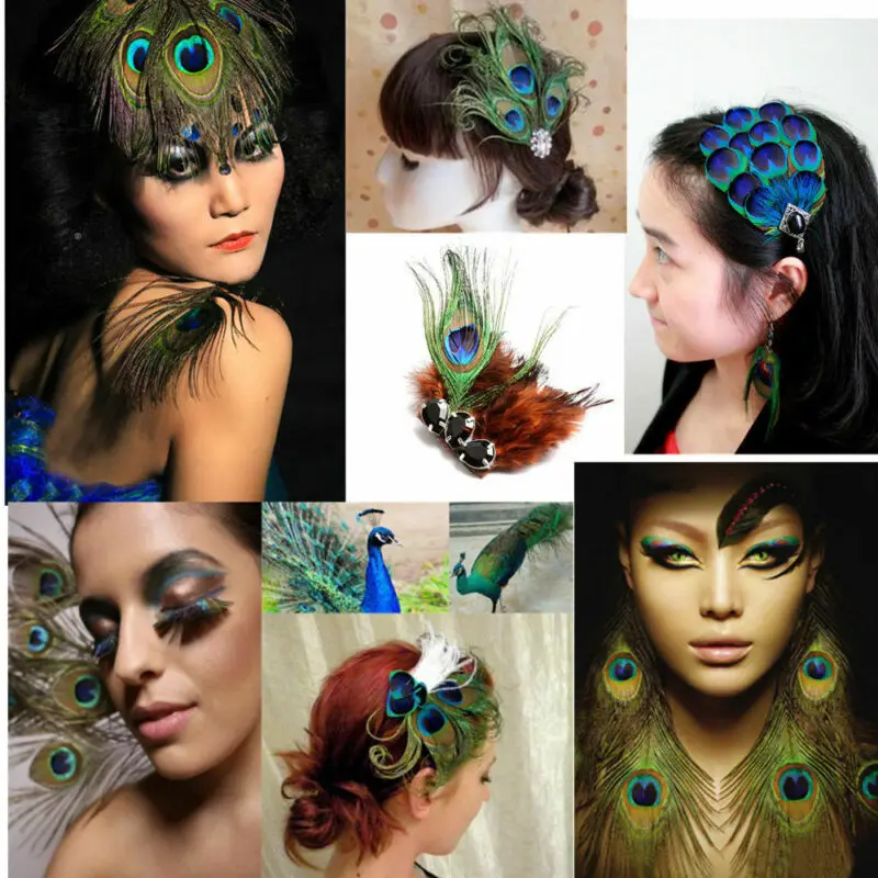 

10Pcs Craft Natural Peacock Feathers Wedding Party Bouquet Decoration 10-12"