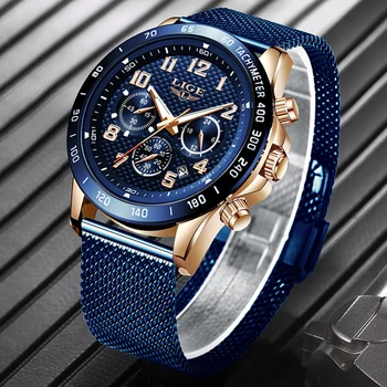 

Relogio Masculino LIGE 9929S New VersionTop Brand Luxury Wrist Quartz Clock Blue Watch Men Waterproof Sport Chronograph Watches