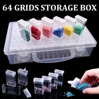 

64 grid Dismountable Diamond painting box Embroidery Accessories box Cross Stitch Cases jewelry Organizer Home finishing Storage