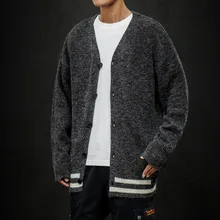 2019UYUK осенне-зимний британский Повседневный Мужской однобортный Кардиган с v-образным вырезом, мужской свитер Hombre