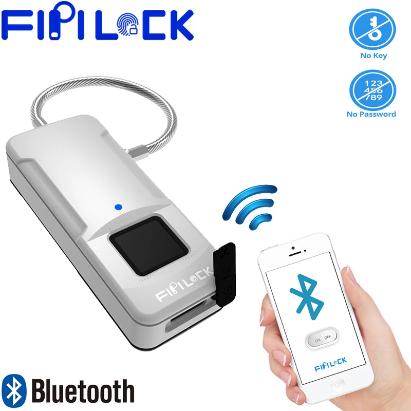 Fipilock смарт без ключа Bluetooth, отпечаток пальца Замок Водонепроницаемый отпечатков пальцев разблокировка Противоугонный замок безопасности дверь Багаж Замок