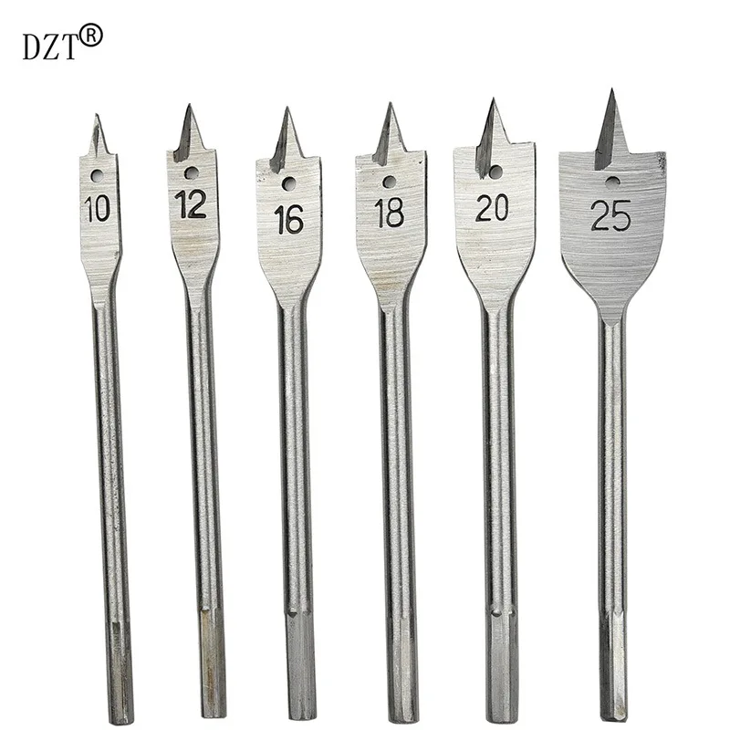 6pc Three-Tipped Woodworking Flat Drill Tapper Sets High Carbon Steel Multi-Specification Flat Drill Bit Board Tapper Special Of