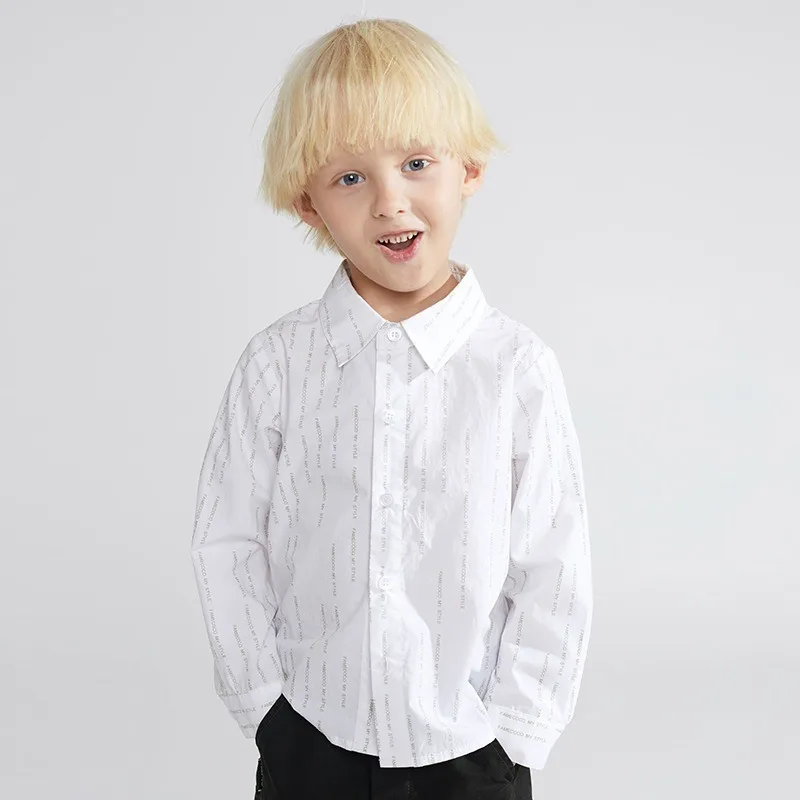 

Korean children's clothing children's long sleeve shirt autumn and winter new boys cotton letter printed shirt tide boys shirts