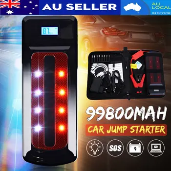 

Portable 99800mAh 12V Emergency Battery Charger Car Jump Starter Smart Clip Power Bank Starting Light Bar US/UK/AU/EU