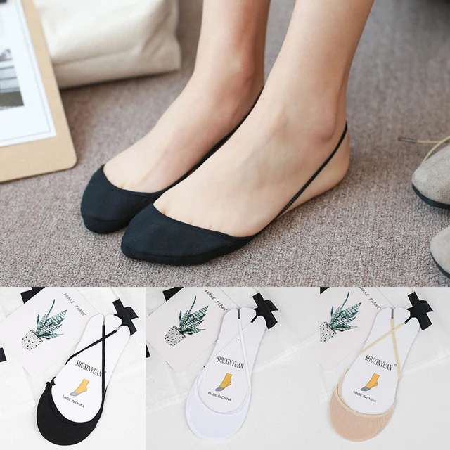 6pcs/3pair Boat Socks for Summer Anti Slip Silicone No Show Socks for Women High Heel Shoe Liner Socks Chausette Femme Invisible 3colors