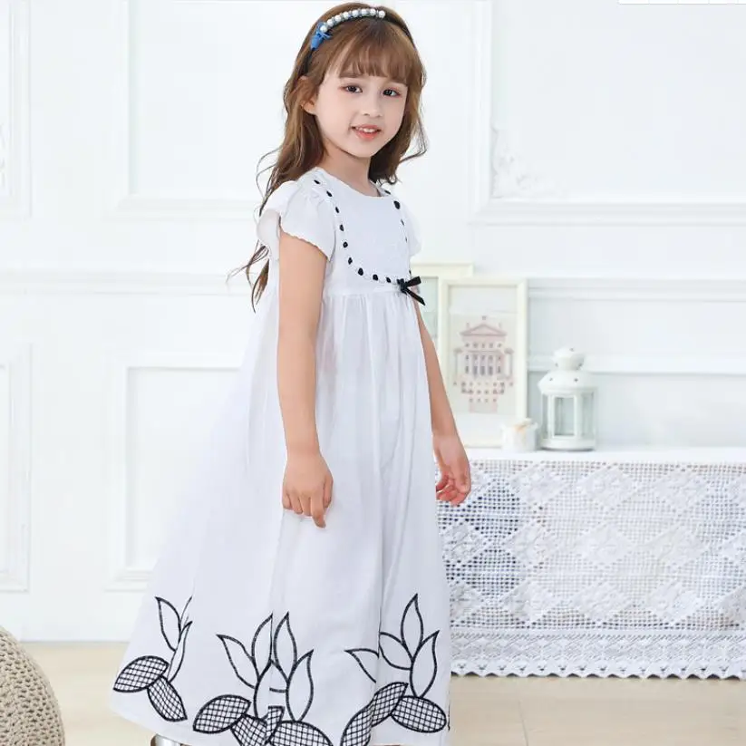

Детская Хлопковая ночная рубашка с коротким рукавом, Новинка лета 2021, кружевное платье для сна принцессы, Детская домашняя одежда, пижама с принтом для маленьких девочек, wz78