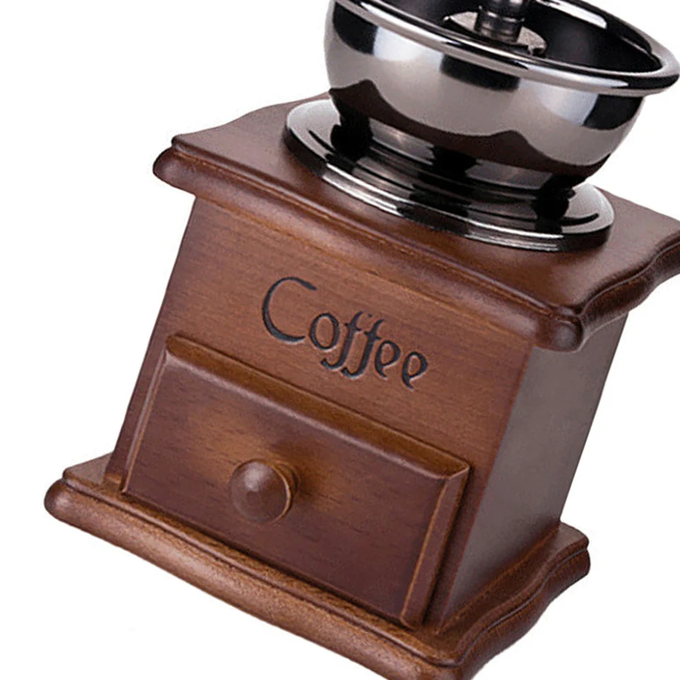 Stainless Steel Coffee Grinder Classical Wooden Manual Coffee