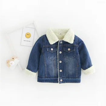 

Winter denim Jacket boys Jeans Jackets Children Retro Plus Thick Velvet Denim Jacket kids warm Windbreaker Jeans Coats 2-6Y