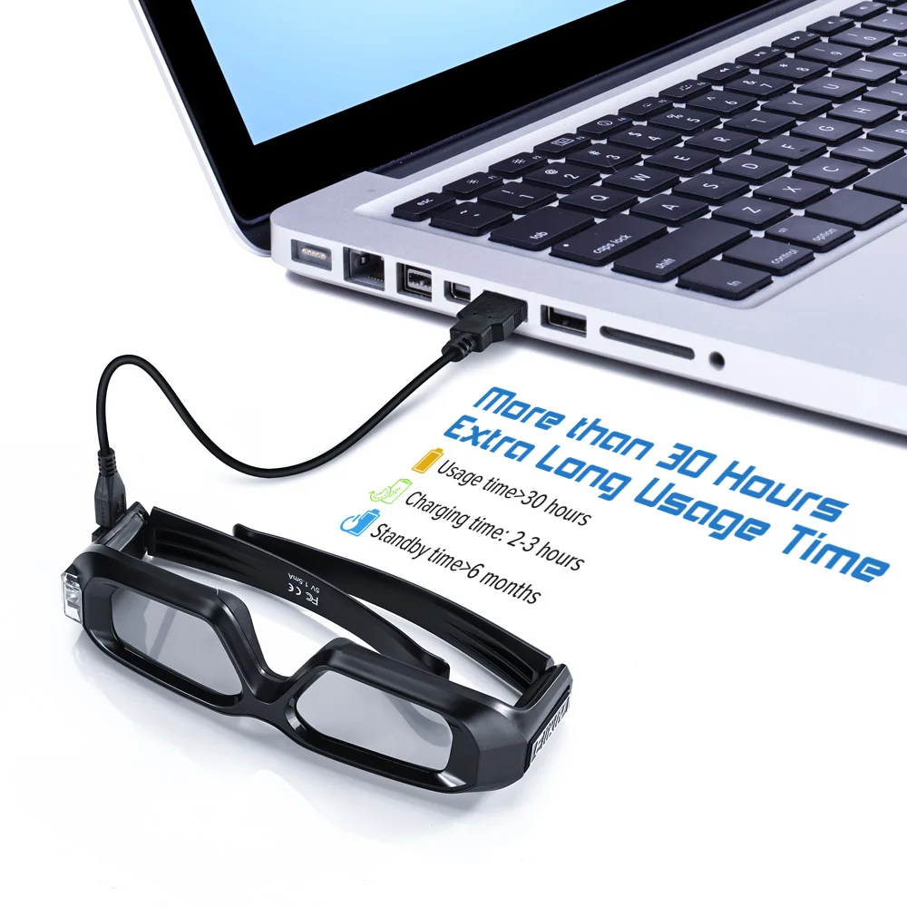 Elikliv AX-30 3D активные очки DLP-Link 96 Гц/144 Гц USB Перезаряжаемый домашний кинотеатр черный для BenQ Dell acer Optama sony