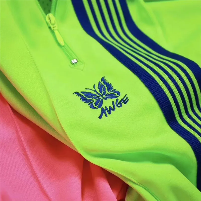 AWGE Needles тренировочные брюки для мужчин и женщин для влюбленных с вышивкой бабочки AWGE брюки с завязками для бега полосатые иглы спортивные штаны