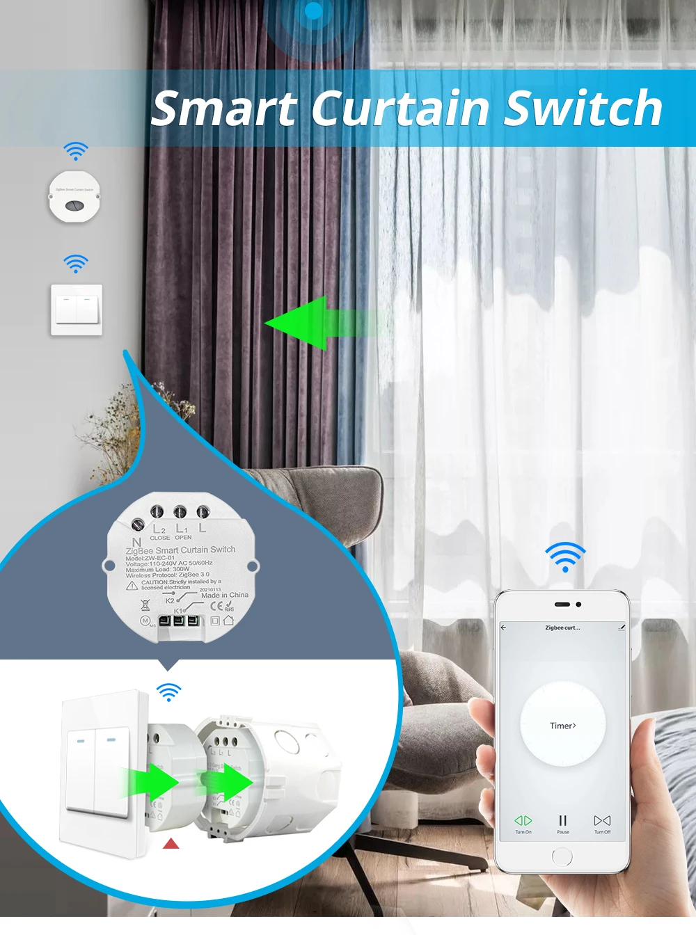 Zemismart Tuya Zigbee Curtain Module Alexa Google Home Control Smart Life  APP Control|Switches| - AliExpress