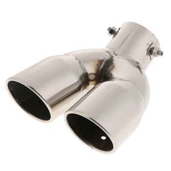 

Auto Car Stainless Steel Exhaust Pipe Tail Dual Muffler Tip For Toyota Hyundai IX25 Silver