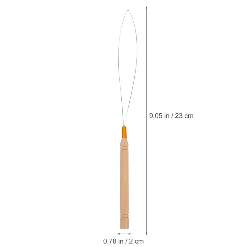 10/12Pcs Hair Extension Hook Pulling Tool Needle Threader Micro Rings Link Beads Loop Wooden Handle With Iron Wire hair extensions tool
