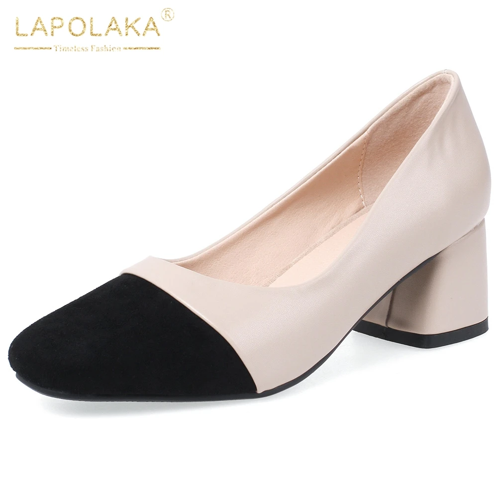

LAPOLAKA New Arrivals Square Heeled Large Size 43 women's Shoes Woman Brand Slip On Office Lady Pumps Female