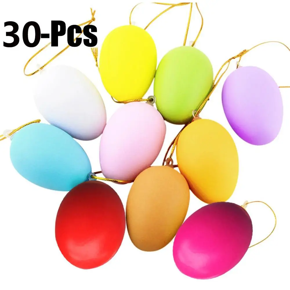 

30Pcs Easter Egg Artificial Egg DIY Decor Egg Easter Egg Toys Hanging Ornament with Hanging Sling