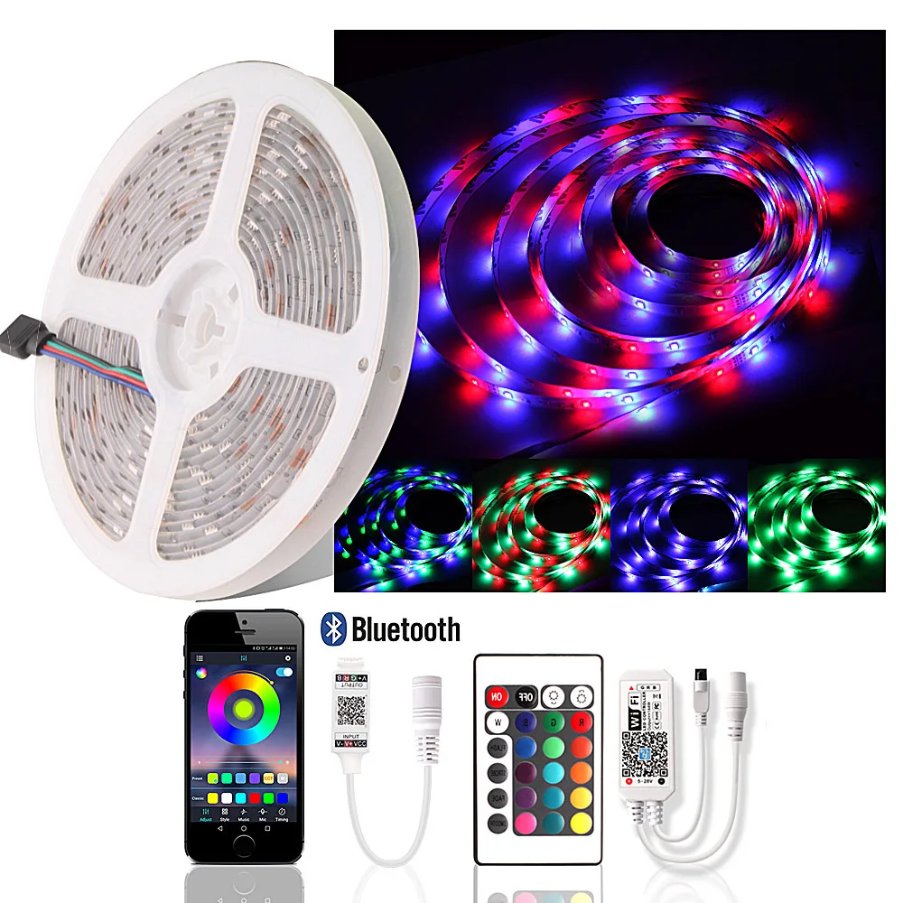 

12V Led Strip RGB Bluetooth Wifi Smart Phone APP Control Neon Strip Home Decoration Diode Tape Led lights for Room Bar Bedroom