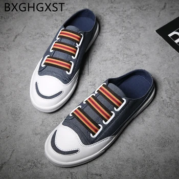 

Half Shoes for Men Fashion Harajuku Canvas Shoes Men 2020 Korean Style Skate Slip on Shoes Men Zapatillas Hombre Casual Tenis